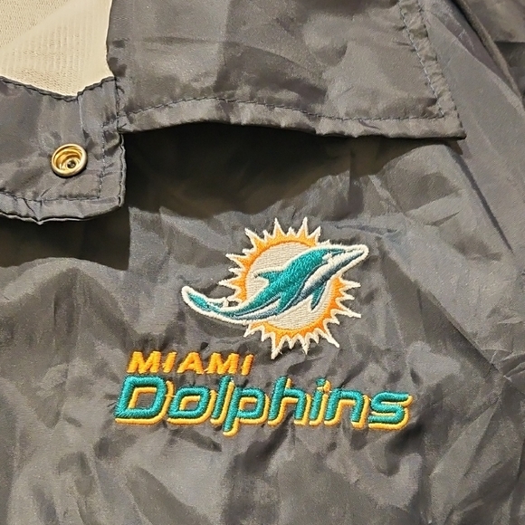 NFL Team Apparel Miami Dolphin Navy Blue Windbreaker Lightweight Athletic Jacket - Picture 13 of 16